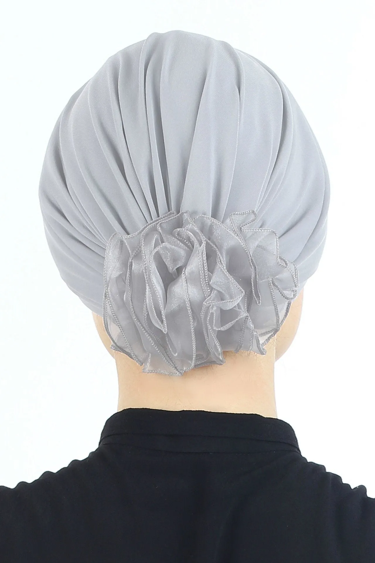 Padded and Folded Front Hat with Chiffon Flower