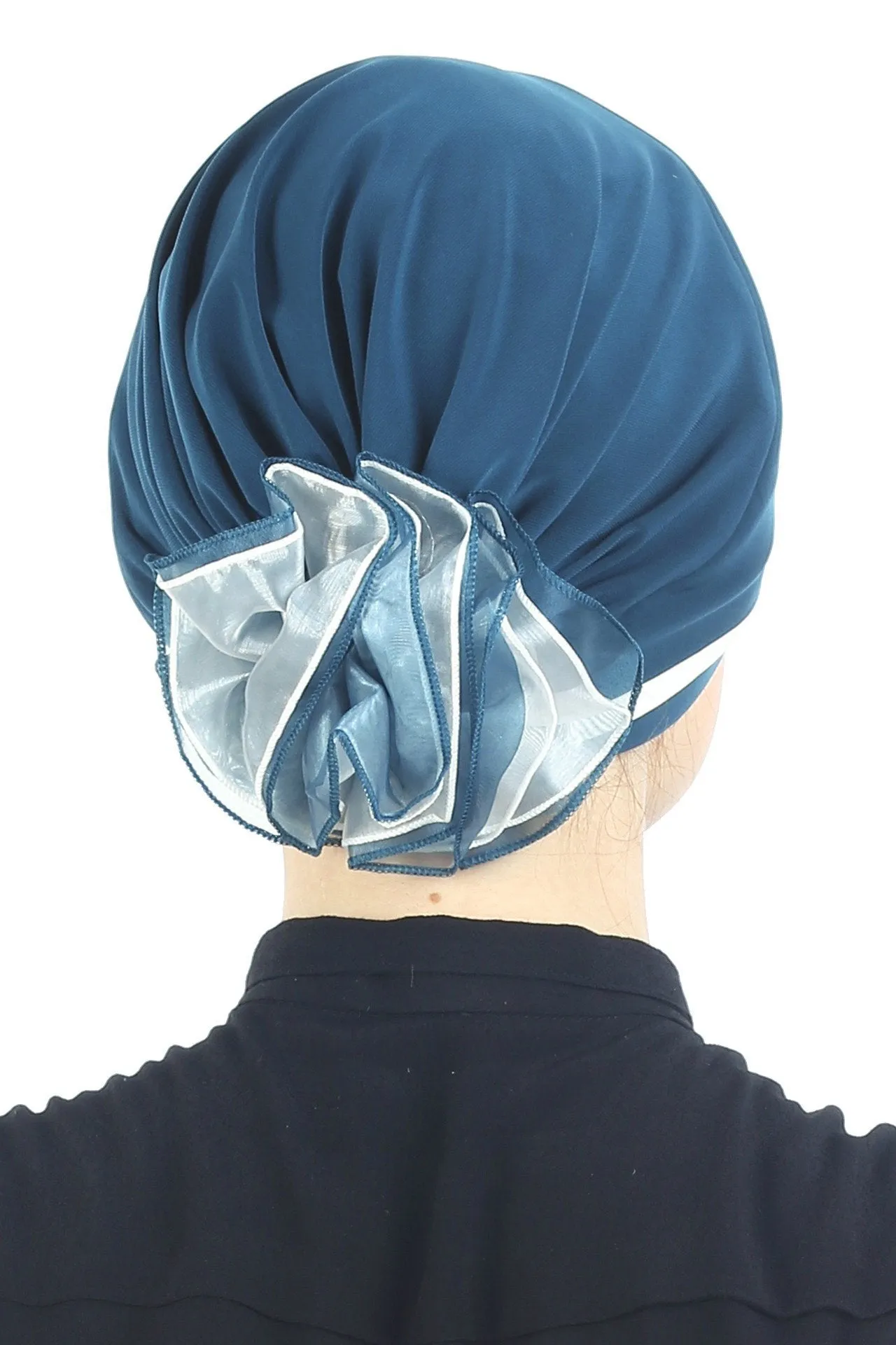 Padded and Folded Front Hat with Chiffon Flower