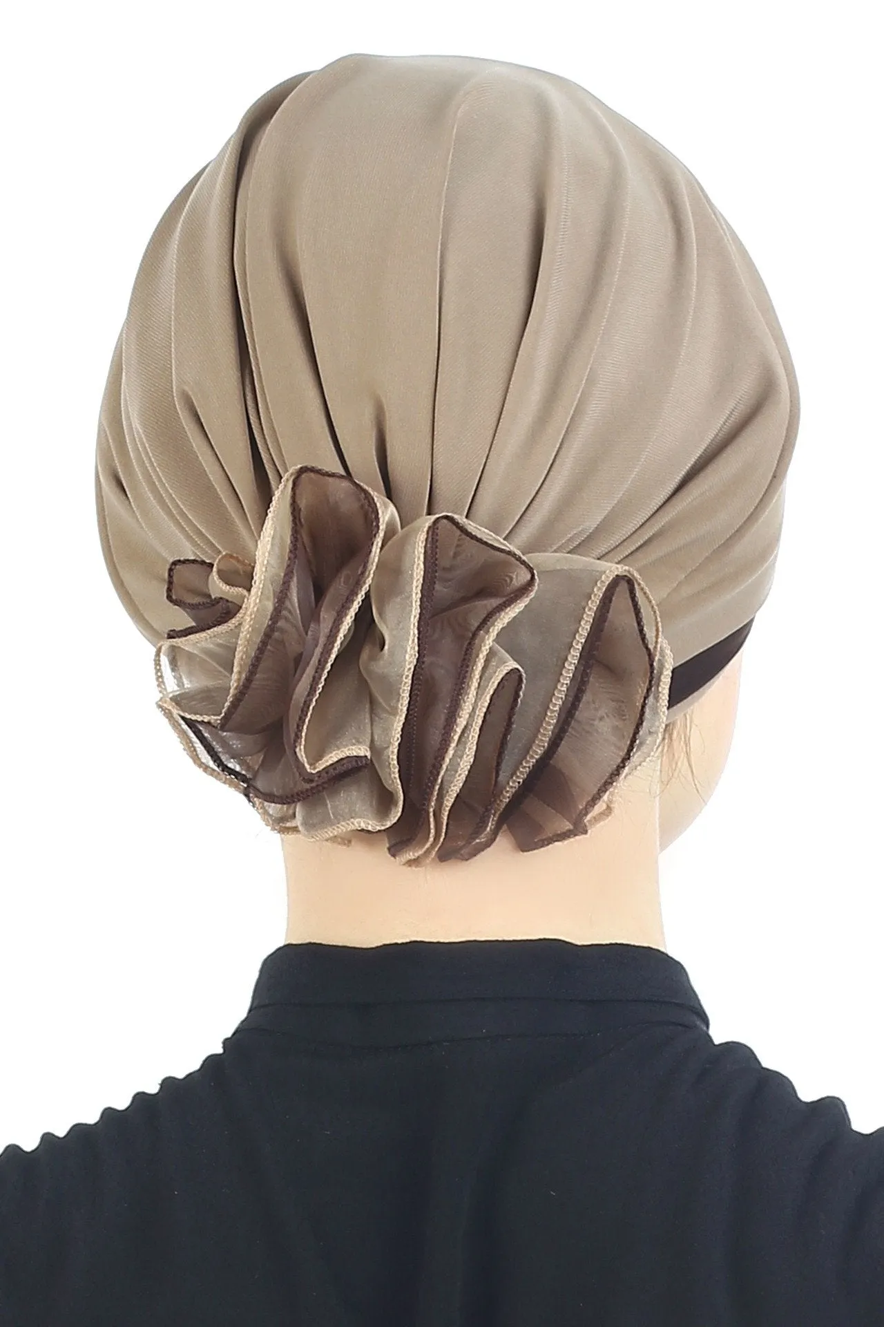 Padded and Folded Front Hat with Chiffon Flower