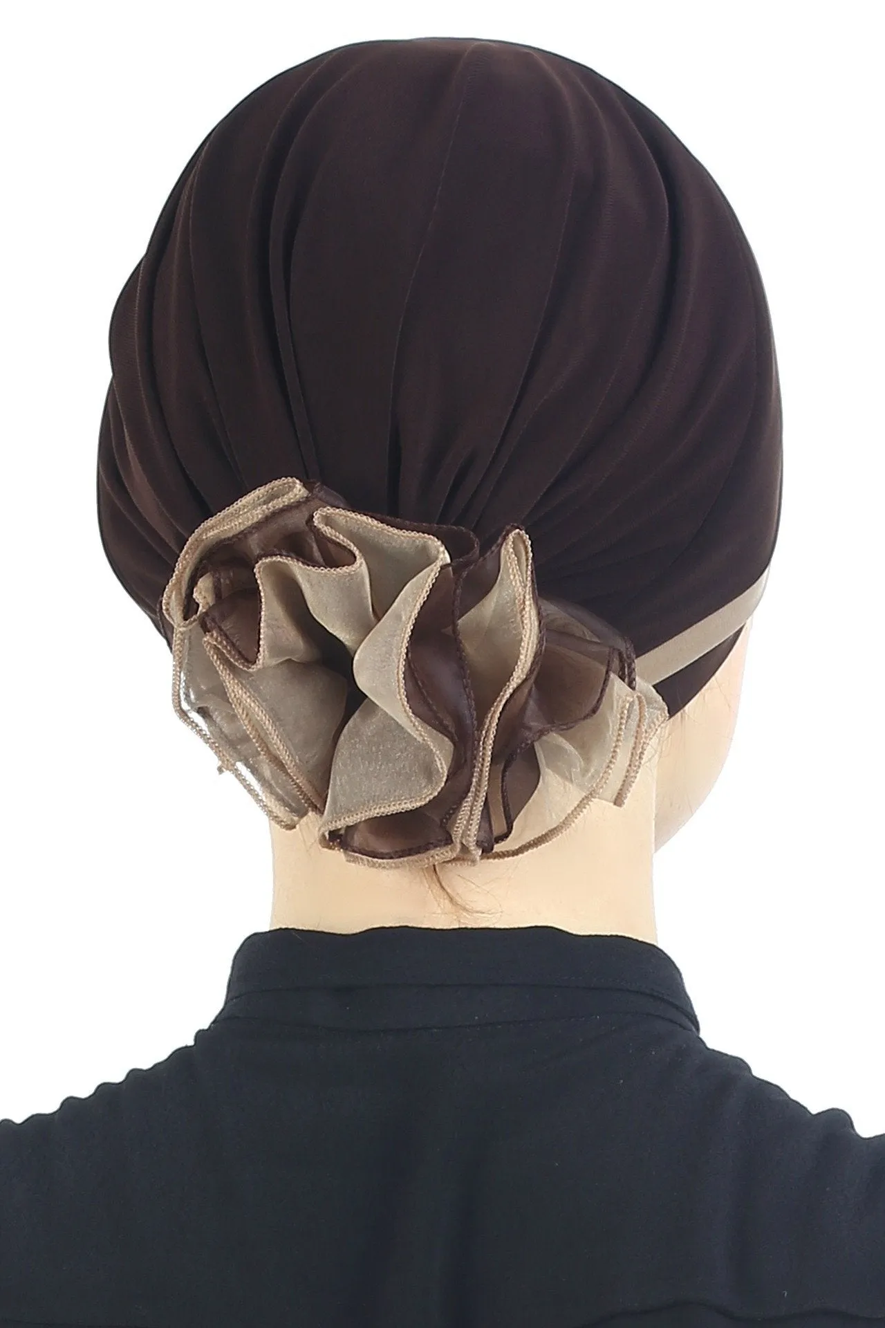 Padded and Folded Front Hat with Chiffon Flower