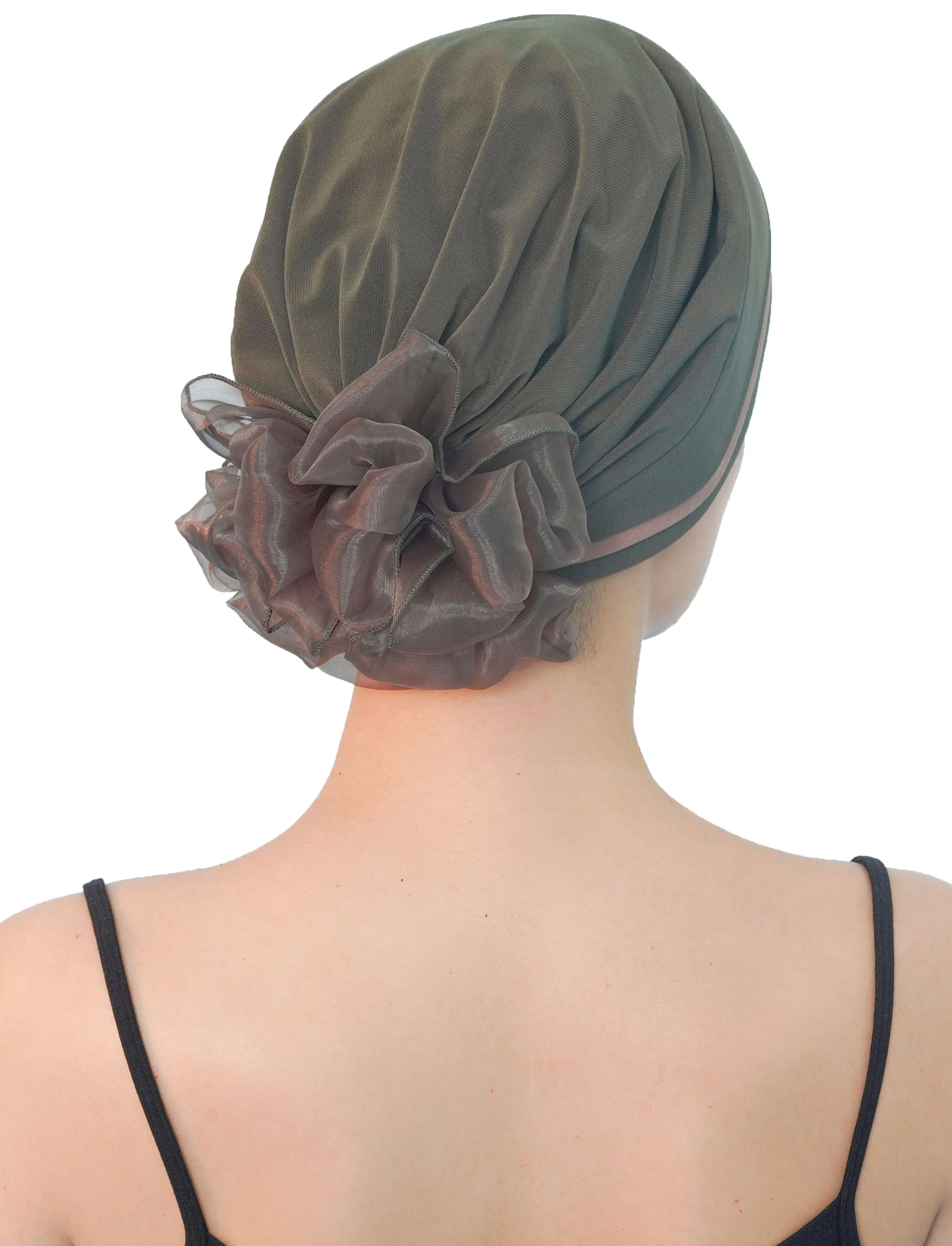 Padded and Folded Front Hat with Chiffon Flower