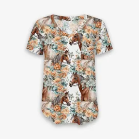 [Pre Order] Fabulous Fall Majestic Mare - Women's Printed Bamboo Short Sleeve Top (EST SHIP LATE OCT)