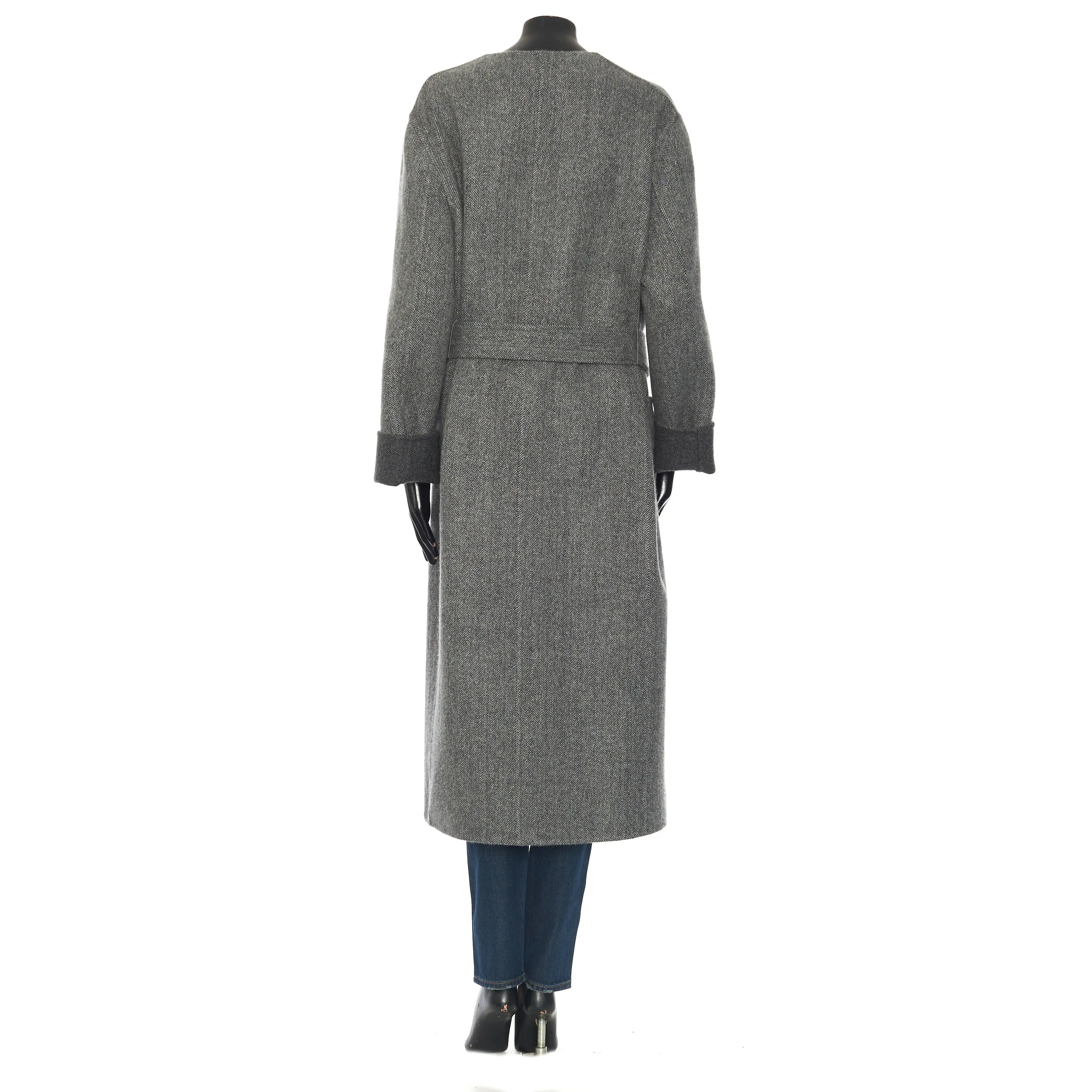 Pure Collar Coat In Gray Double Face Cashmere