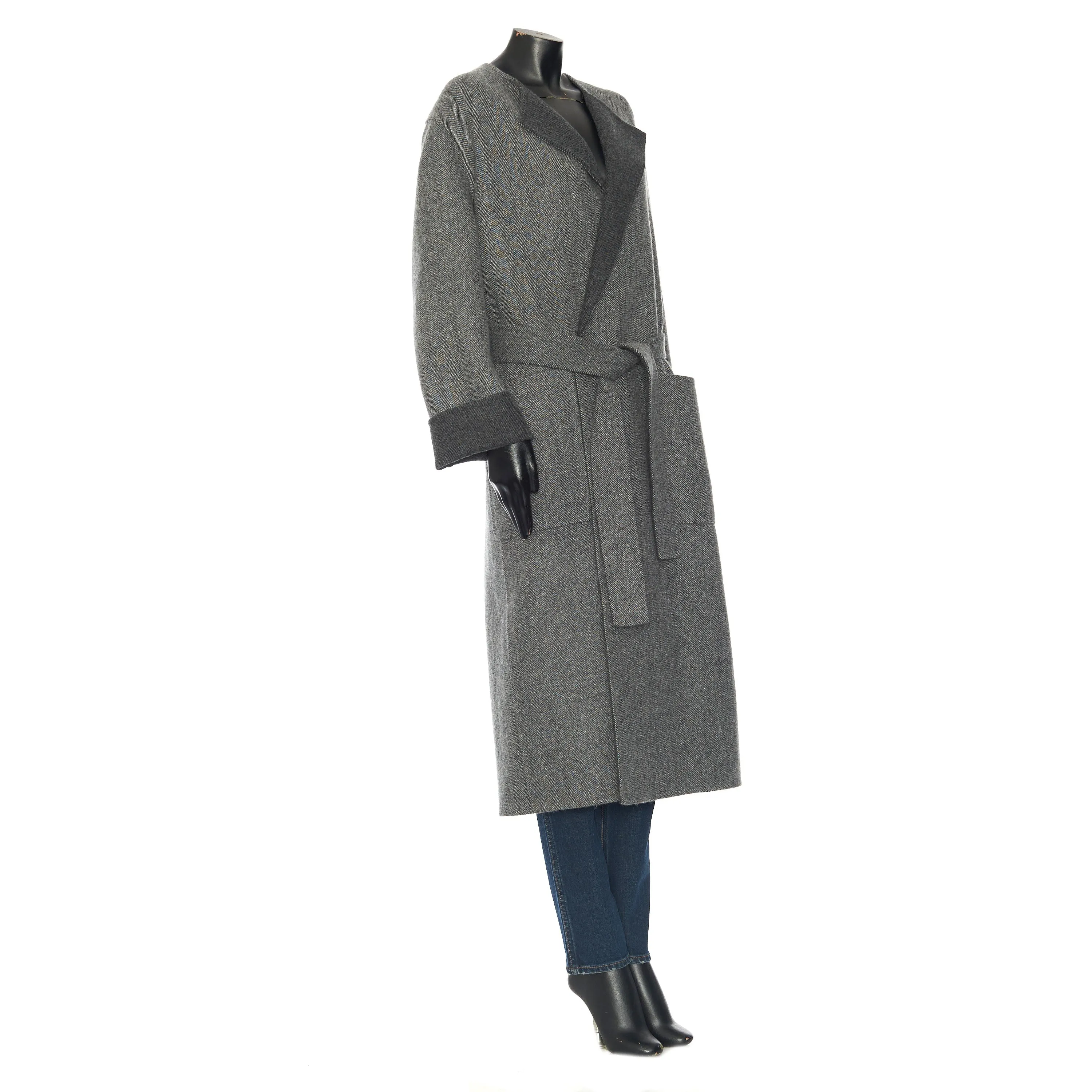 Pure Collar Coat In Gray Double Face Cashmere