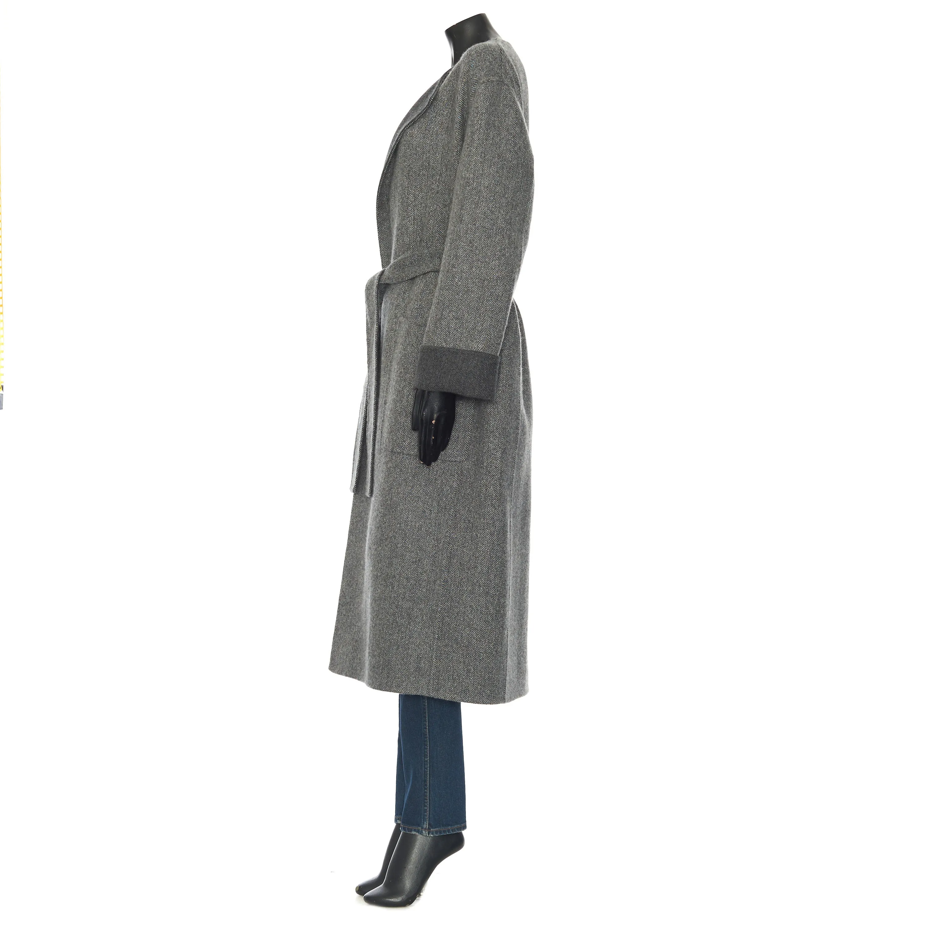 Pure Collar Coat In Gray Double Face Cashmere