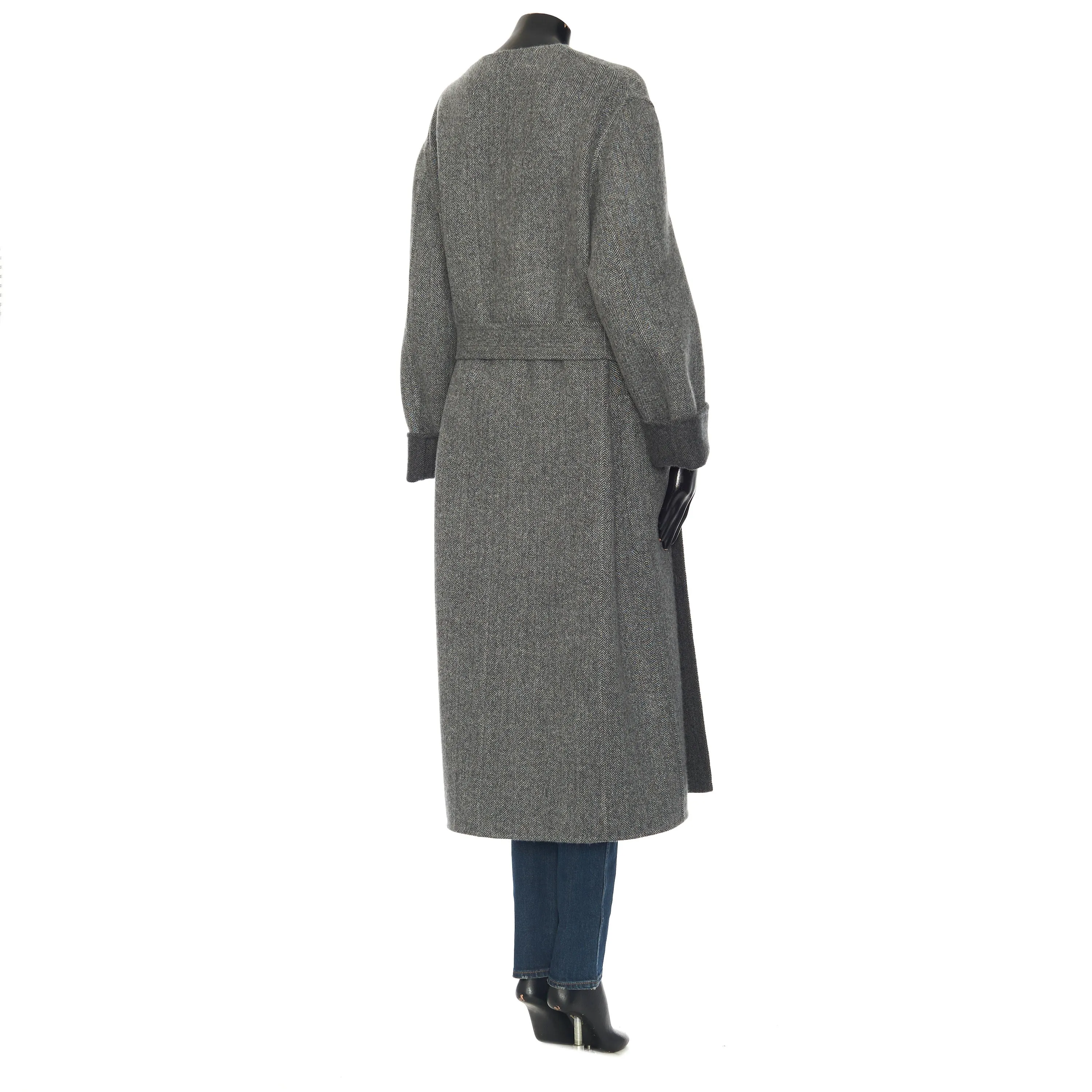 Pure Collar Coat In Gray Double Face Cashmere