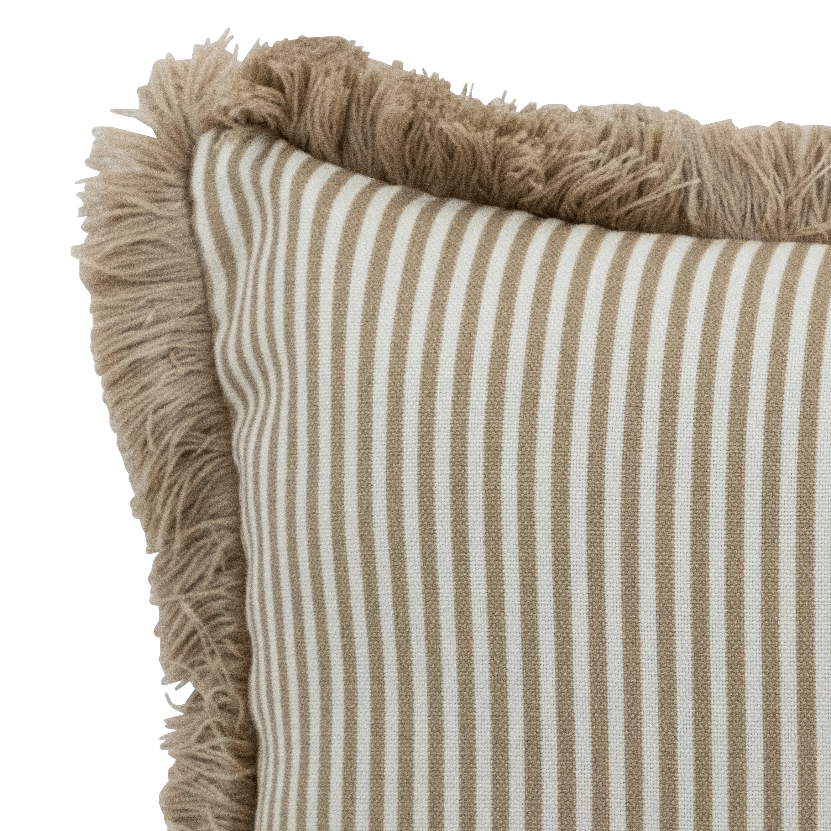 Tahiti Natural Stripe - 30x50cm Fringed Outdoor Cushion