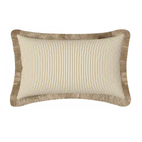 Tahiti Natural Stripe - 30x50cm Fringed Outdoor Cushion