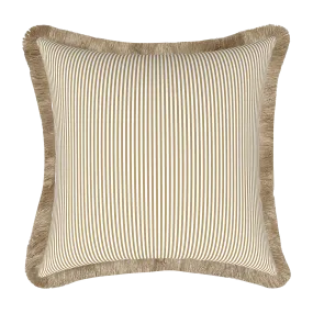 Tahiti Natural Stripe - 50x50cm Fringed Outdoor Cushion