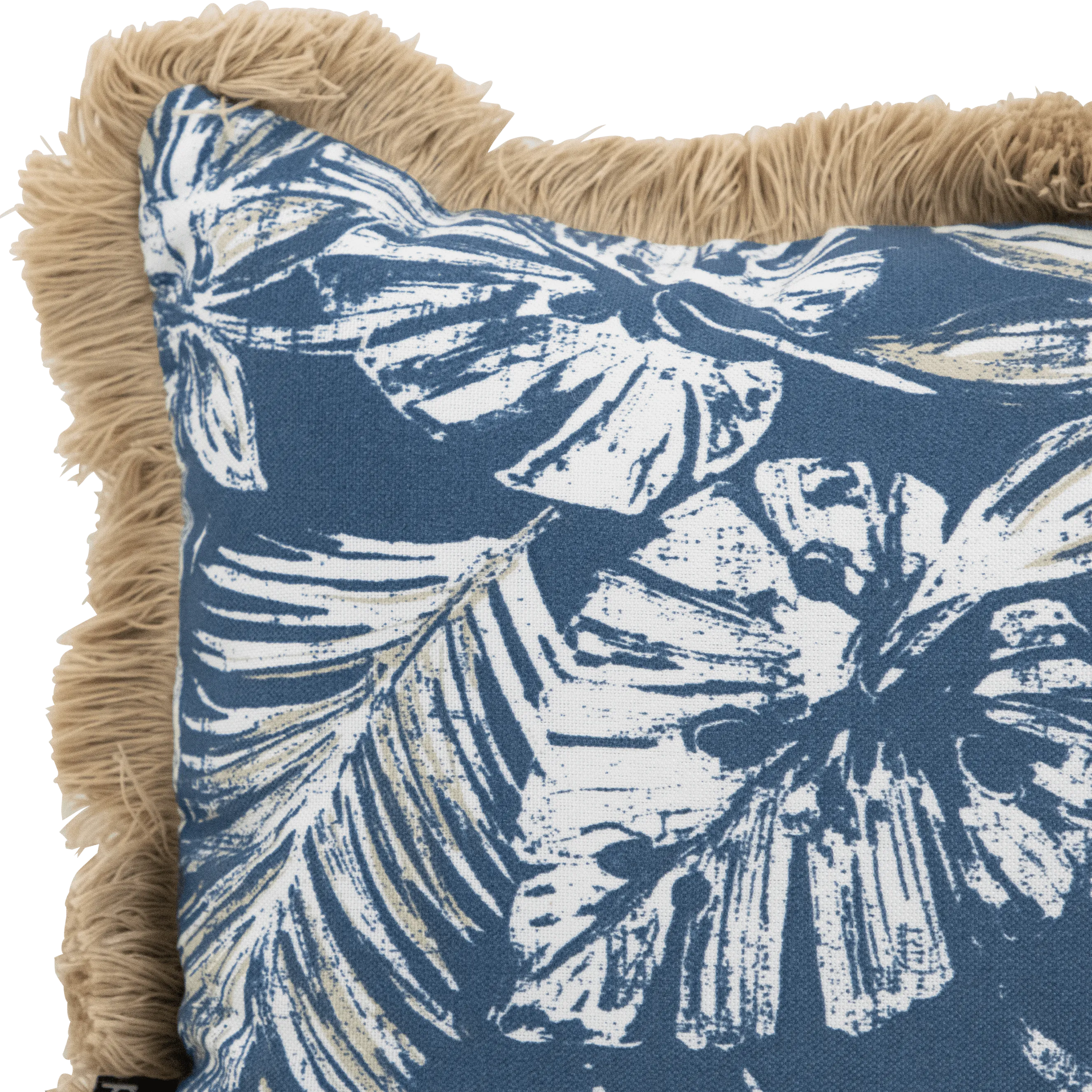 Tahiti Navy Escape - 30x50cm Fringed Outdoor Cushion