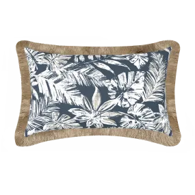 Tahiti Navy Escape - 30x50cm Fringed Outdoor Cushion