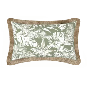 Tahiti Sage Escape - 30x50cm Fringed Outdoor Cushion