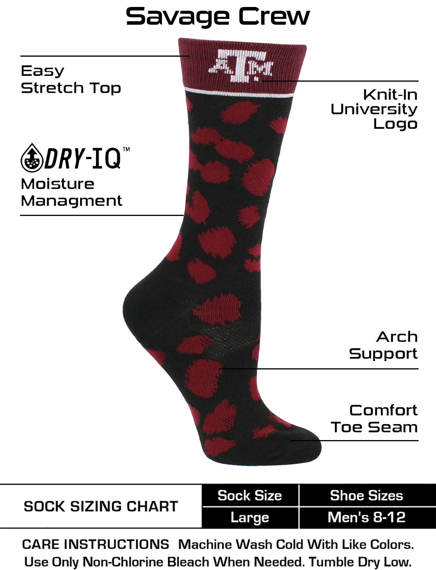 Texas A&M Aggies Socks Womens Savage Crew Socks