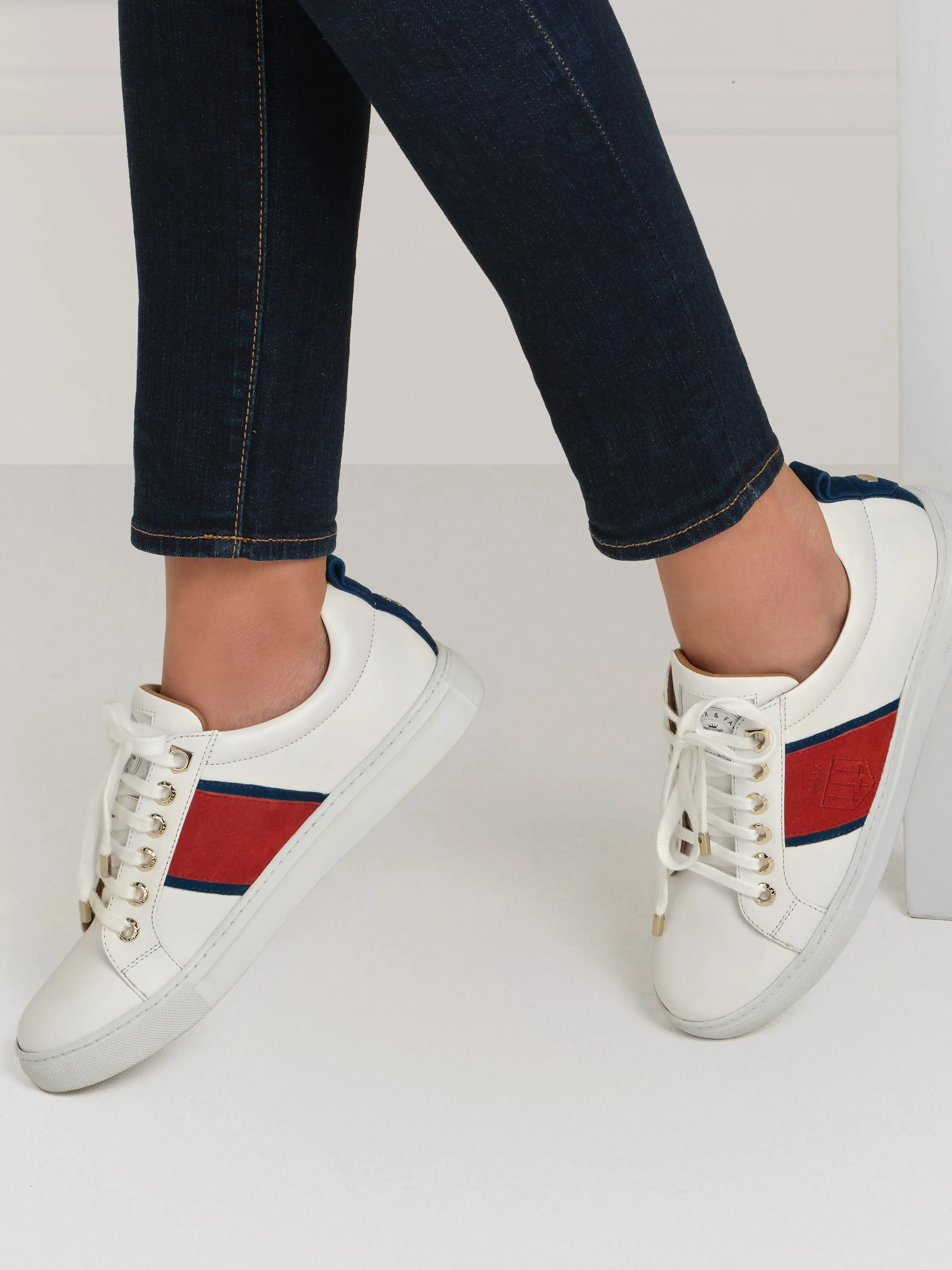 The Cannes Sneaker - White - Navy & Red