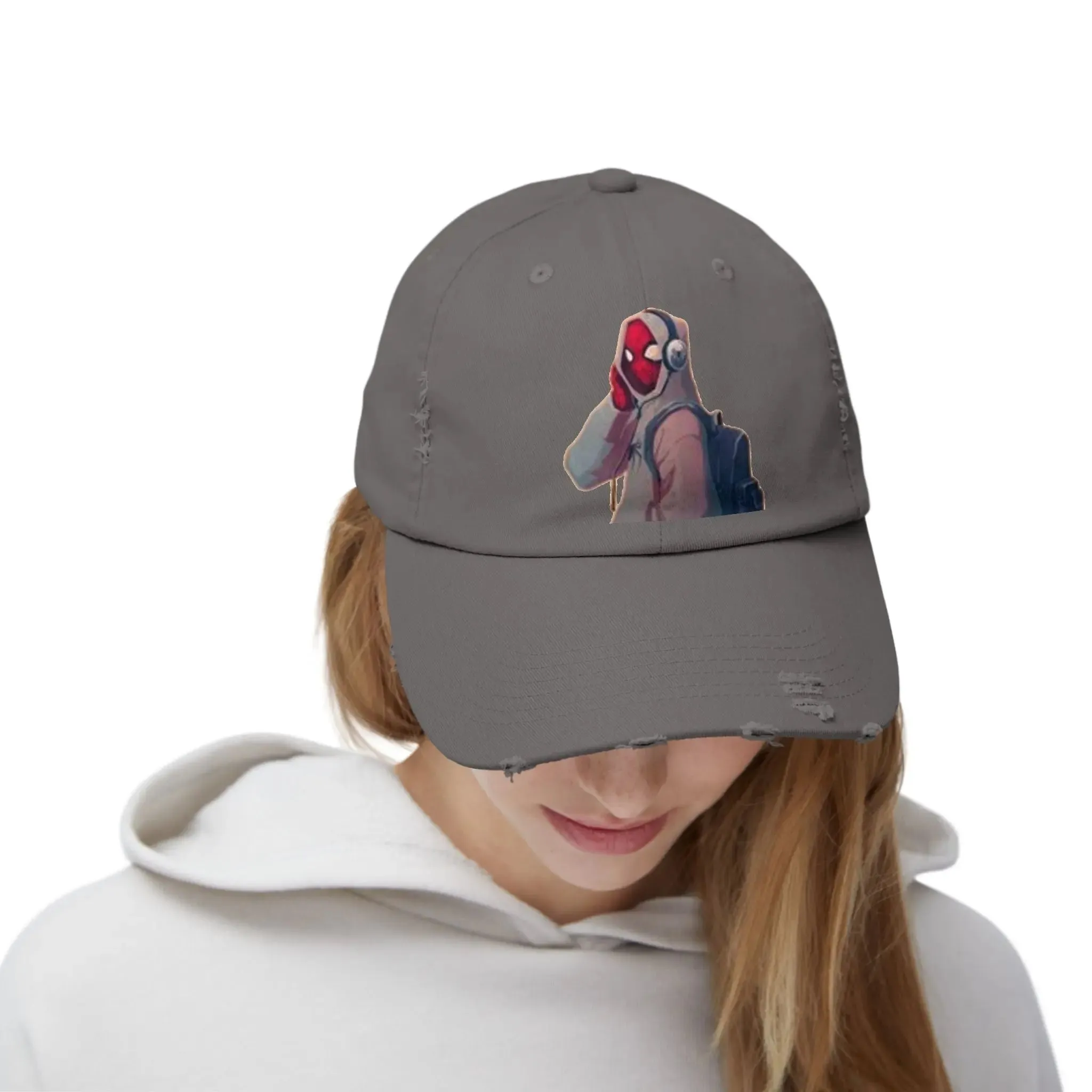 Trendy Men's & Women's Distressed Cap with Cool Character Design