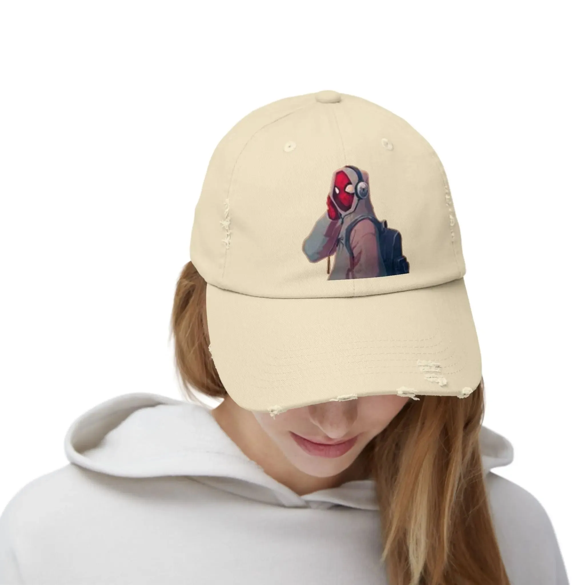 Trendy Men's & Women's Distressed Cap with Cool Character Design