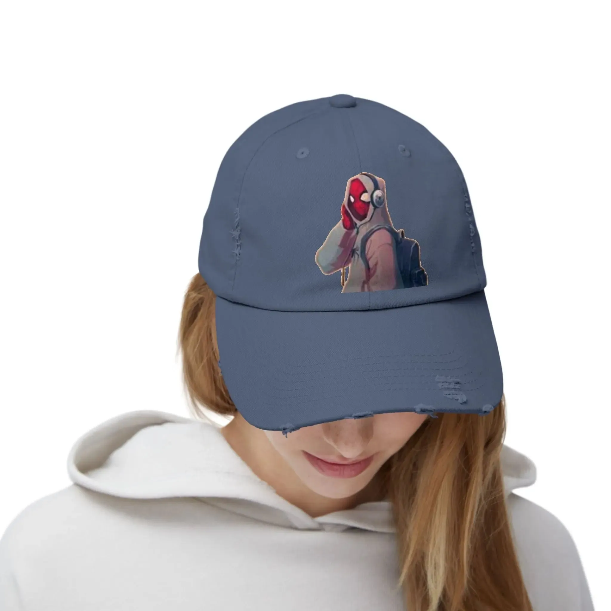 Trendy Men's & Women's Distressed Cap with Cool Character Design