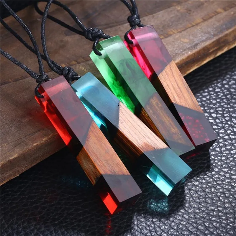 Unisex Handmade Vintage Wood Resin Fashion Necklace