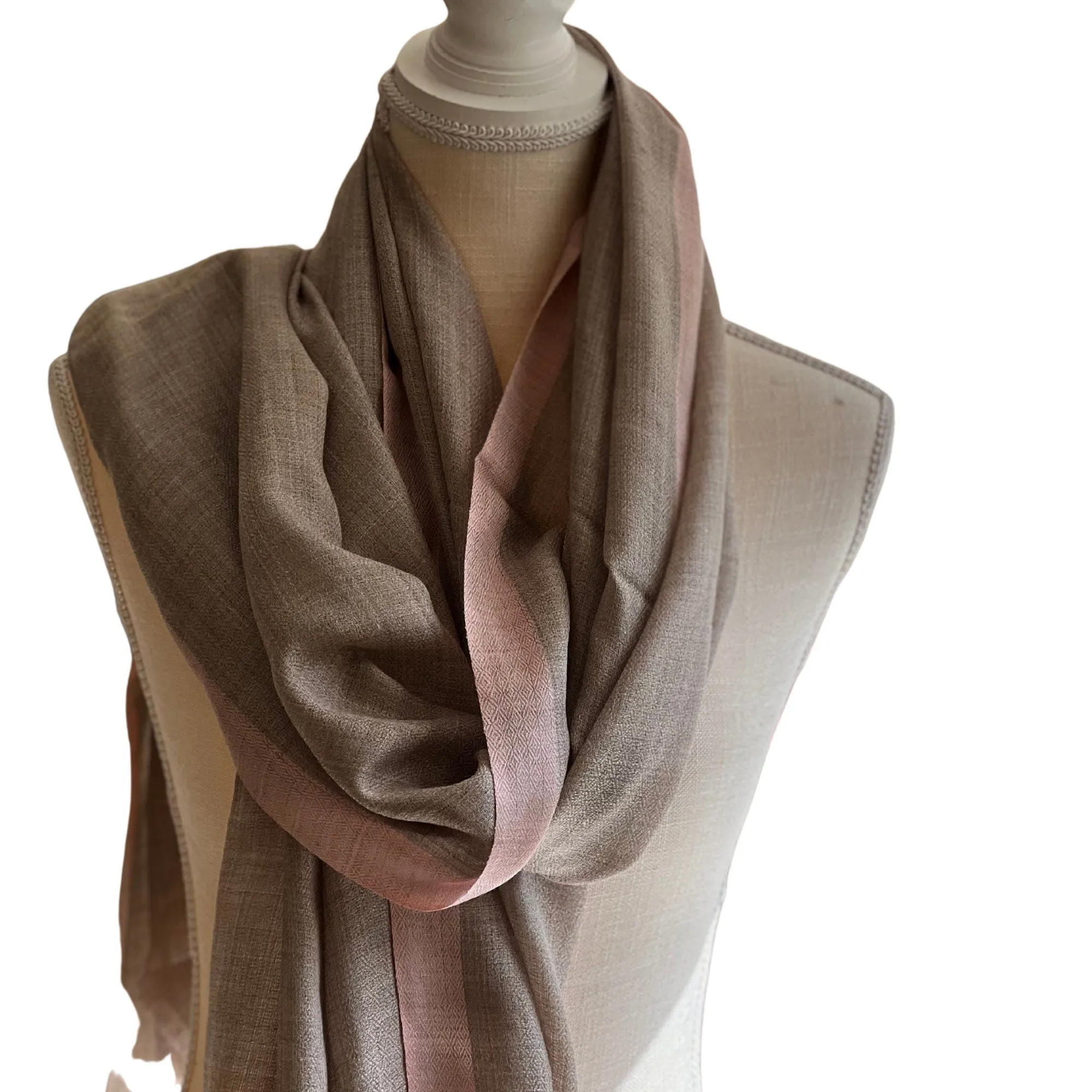 Valentine's Day Gift, Gray and Pink Cashmere Scarf, Super Soft Shawl, Luxury Gift For Her