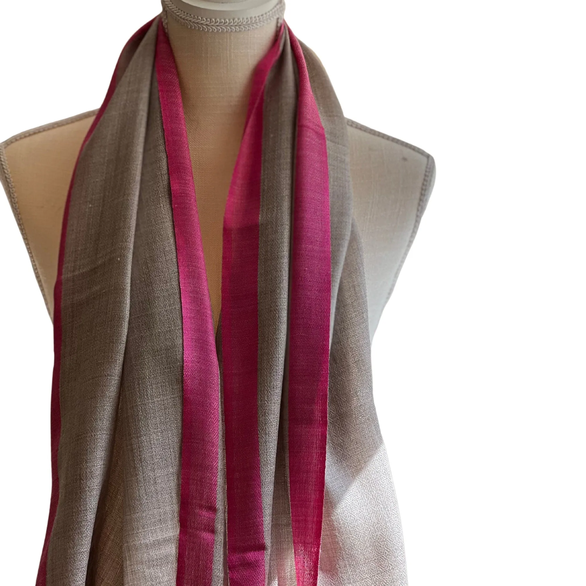 Valentine's Day Gift, Gray and Pink Cashmere Scarf, Super Soft Shawl, Luxury Gift For Her