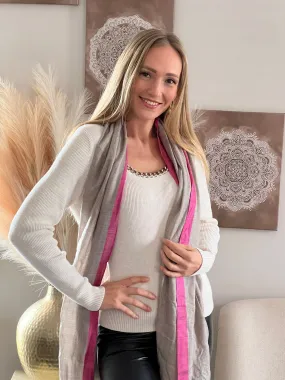 Valentine's Day Gift, Gray and Pink Cashmere Scarf, Super Soft Shawl, Luxury Gift For Her