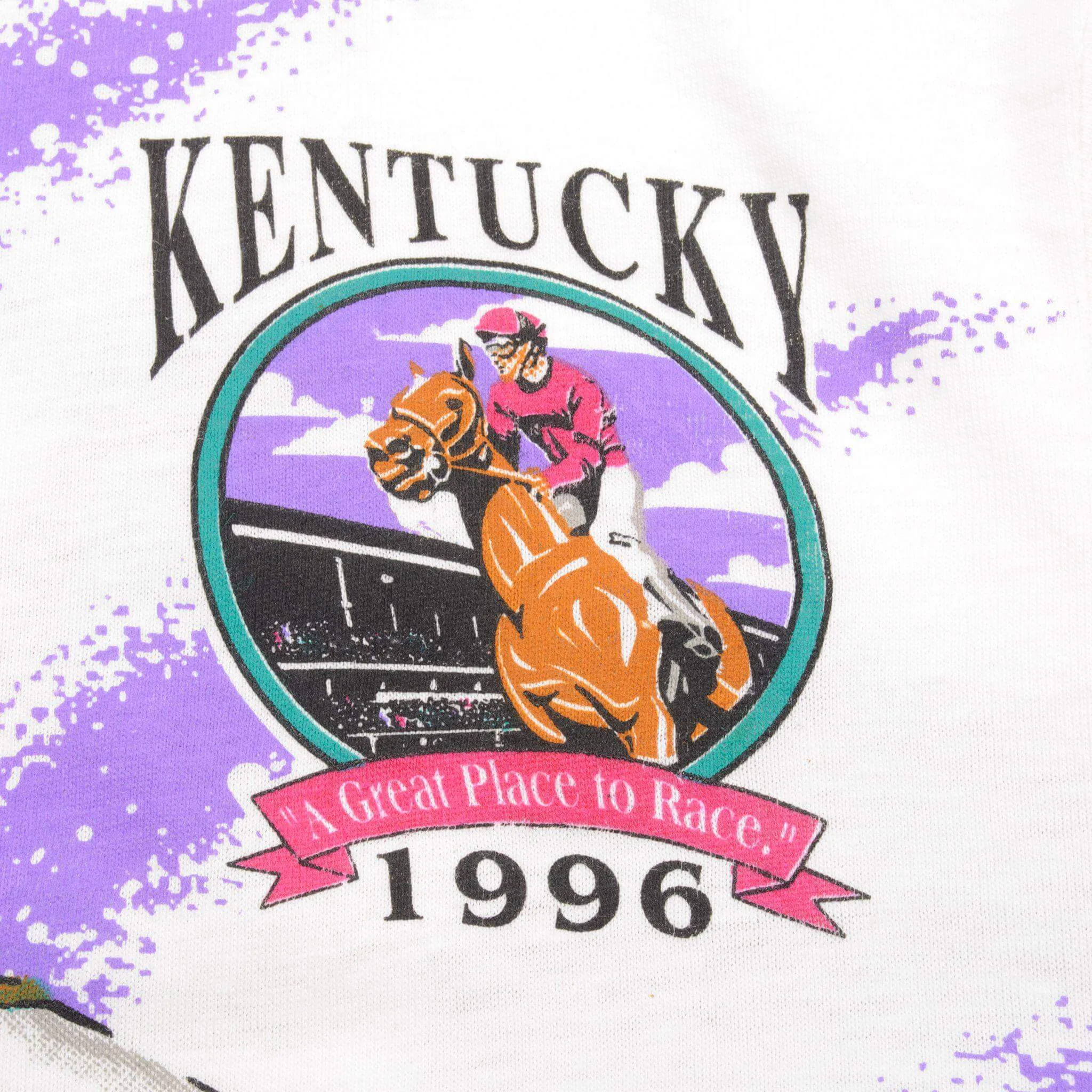 VINTAGE ALL OVER PRINT KENTUCKY DERBY TEE SHIRT 1996 SIZE LARGE