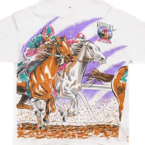 VINTAGE ALL OVER PRINT KENTUCKY DERBY TEE SHIRT 1996 SIZE LARGE