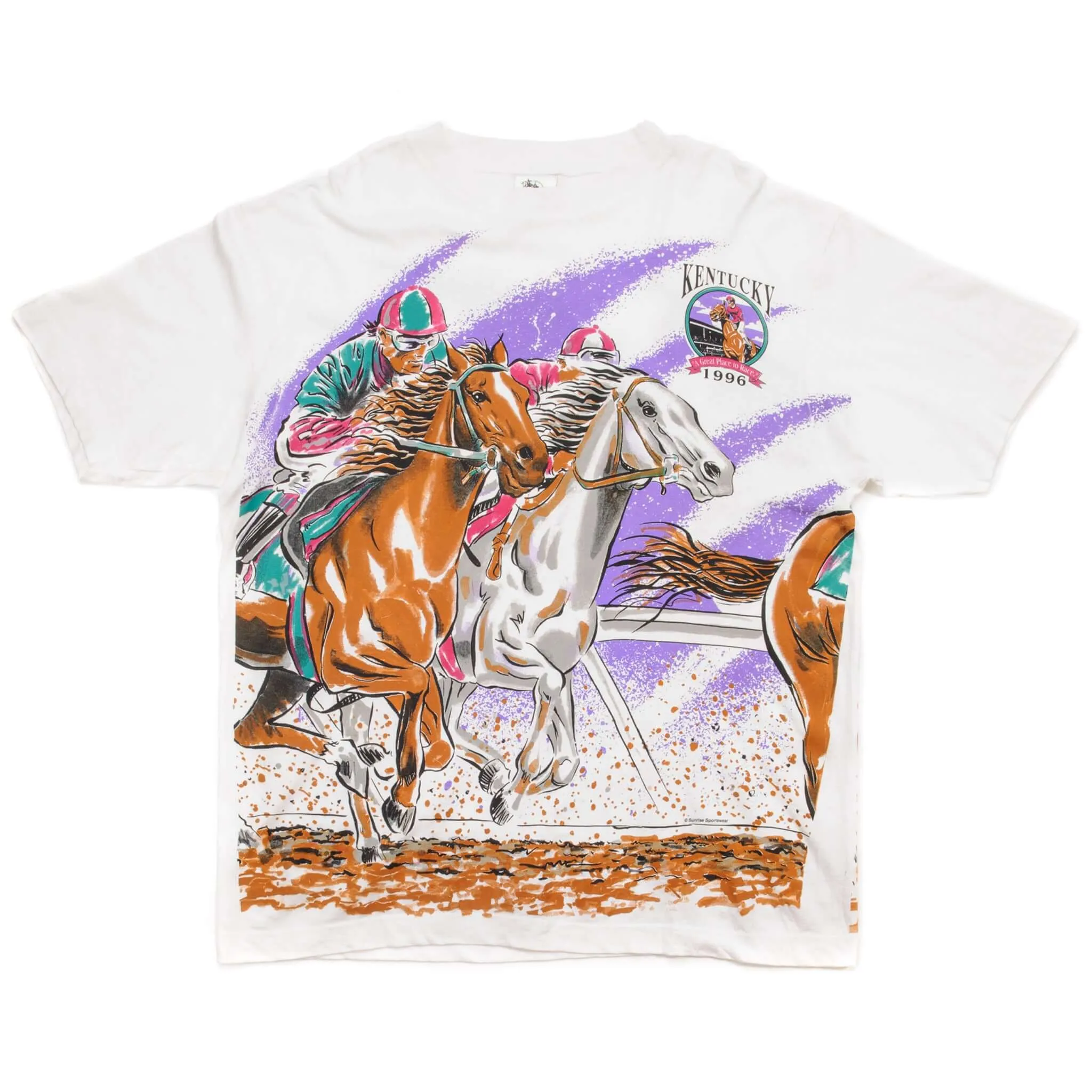 VINTAGE ALL OVER PRINT KENTUCKY DERBY TEE SHIRT 1996 SIZE LARGE