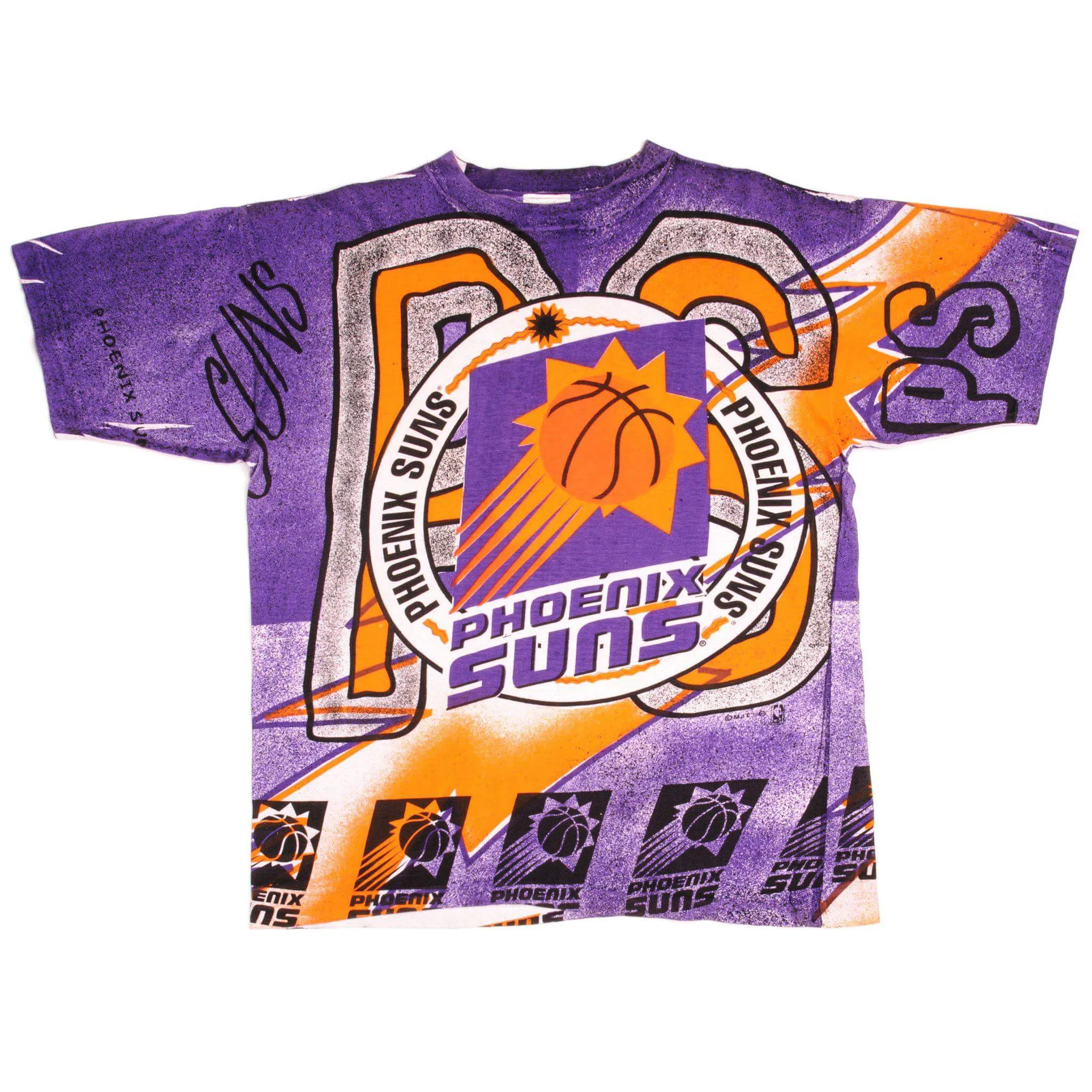 VINTAGE ALL OVER PRINT NBA PHOENIX SUNS TEE SHIRT SIZE LARGE 90s