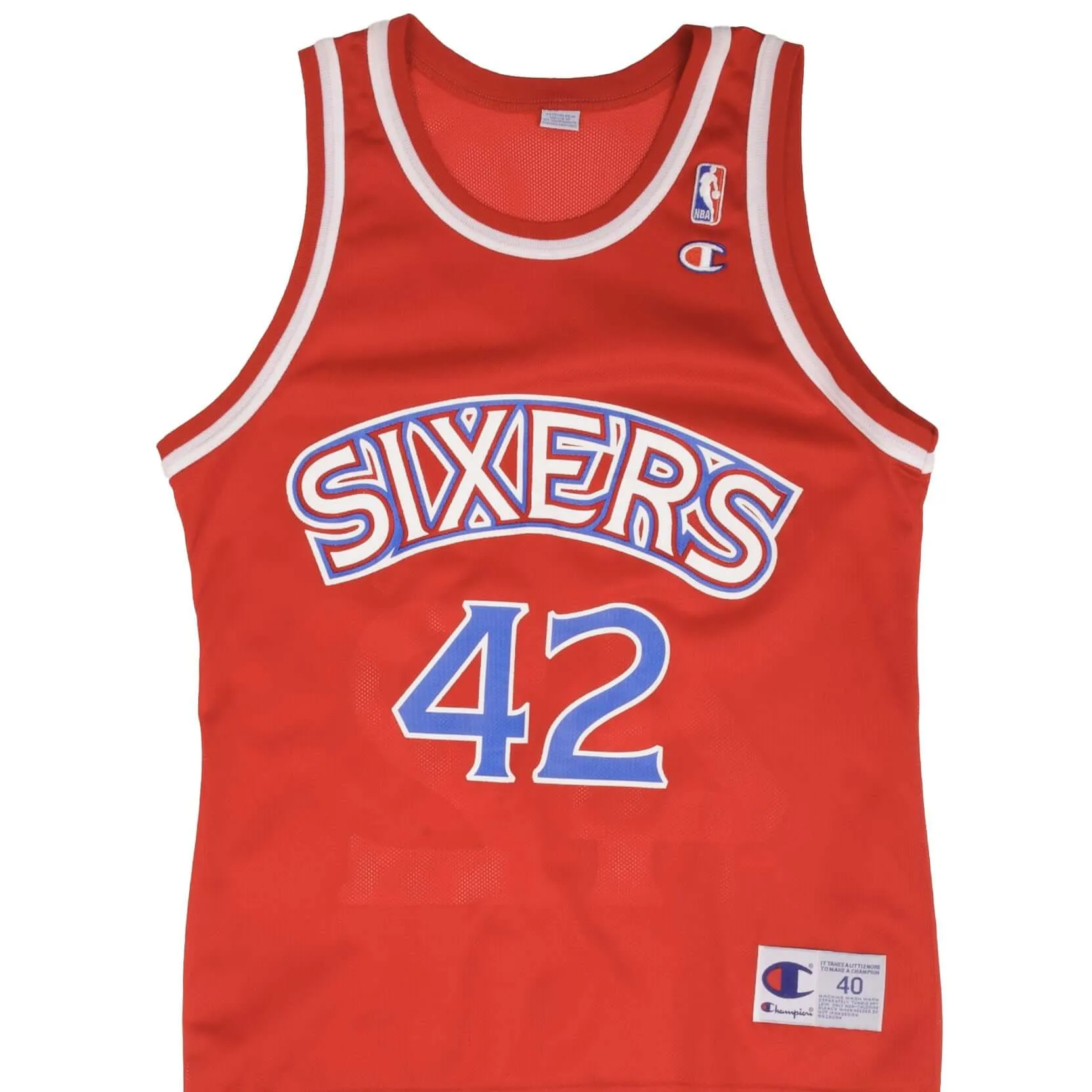 VINTAGE CHAMPION NBA 76ERS STACKHOUSE #42 JERSEY LATE 1990s SIZE 40