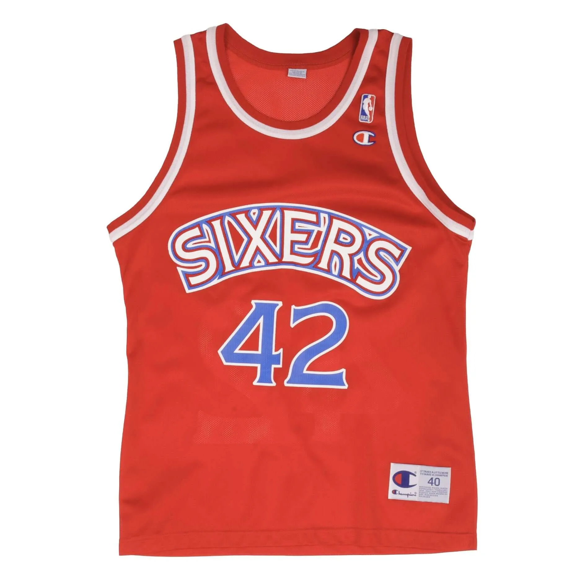 VINTAGE CHAMPION NBA 76ERS STACKHOUSE #42 JERSEY LATE 1990s SIZE 40