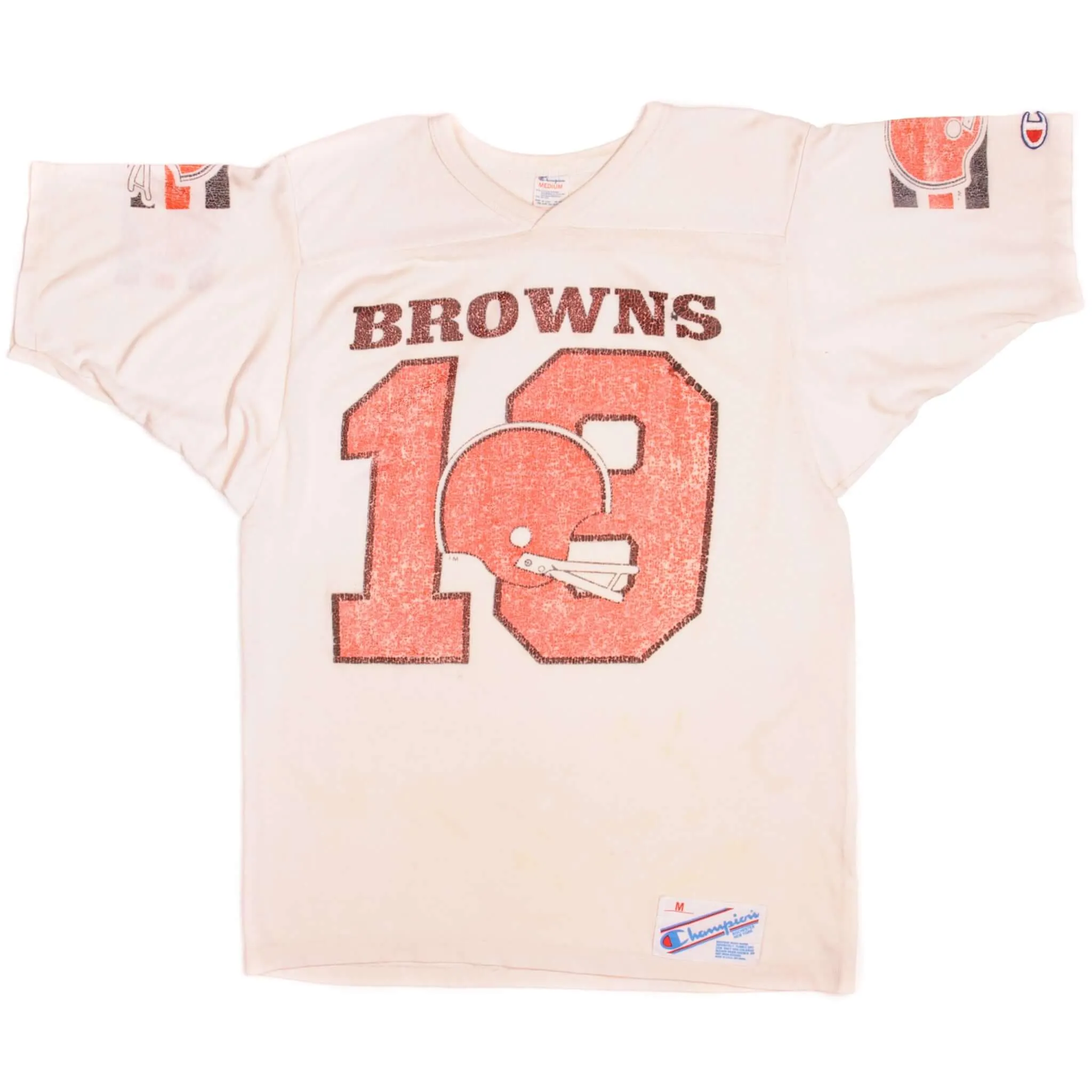 VINTAGE CHAMPION NFL BROWNS TEE SHIRT EARLY 1980s-1990s SIZE MEDIUM MADE IN USA