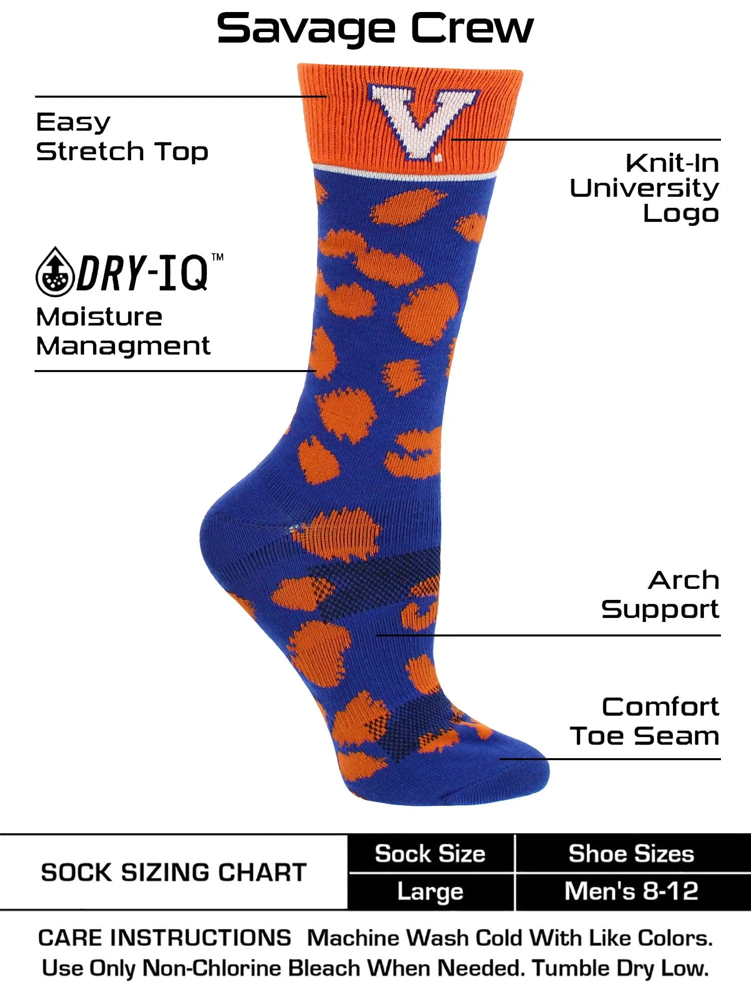 Virginia Cavaliers Socks Womens Savage Crew Socks