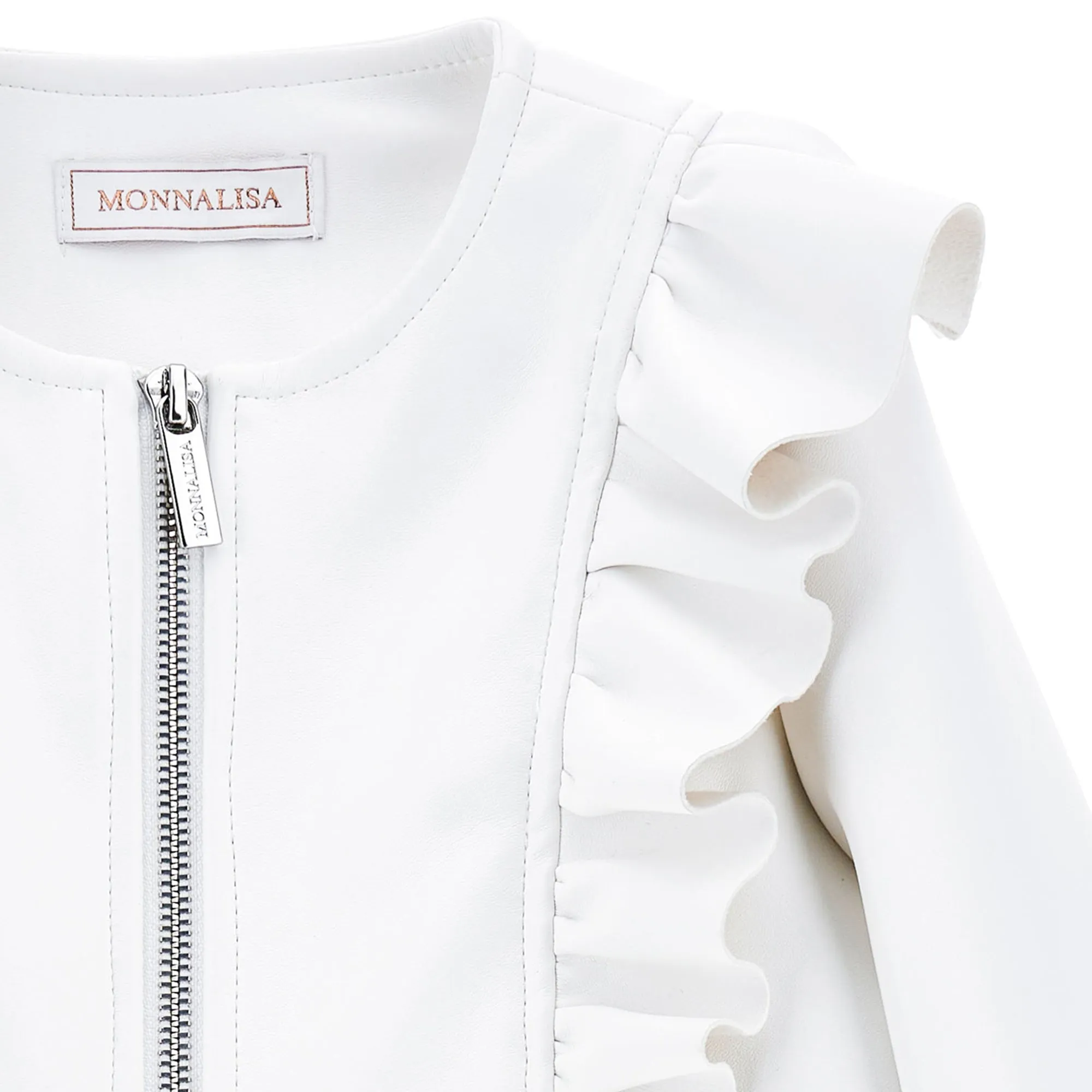 White Frilled Biker Jacket