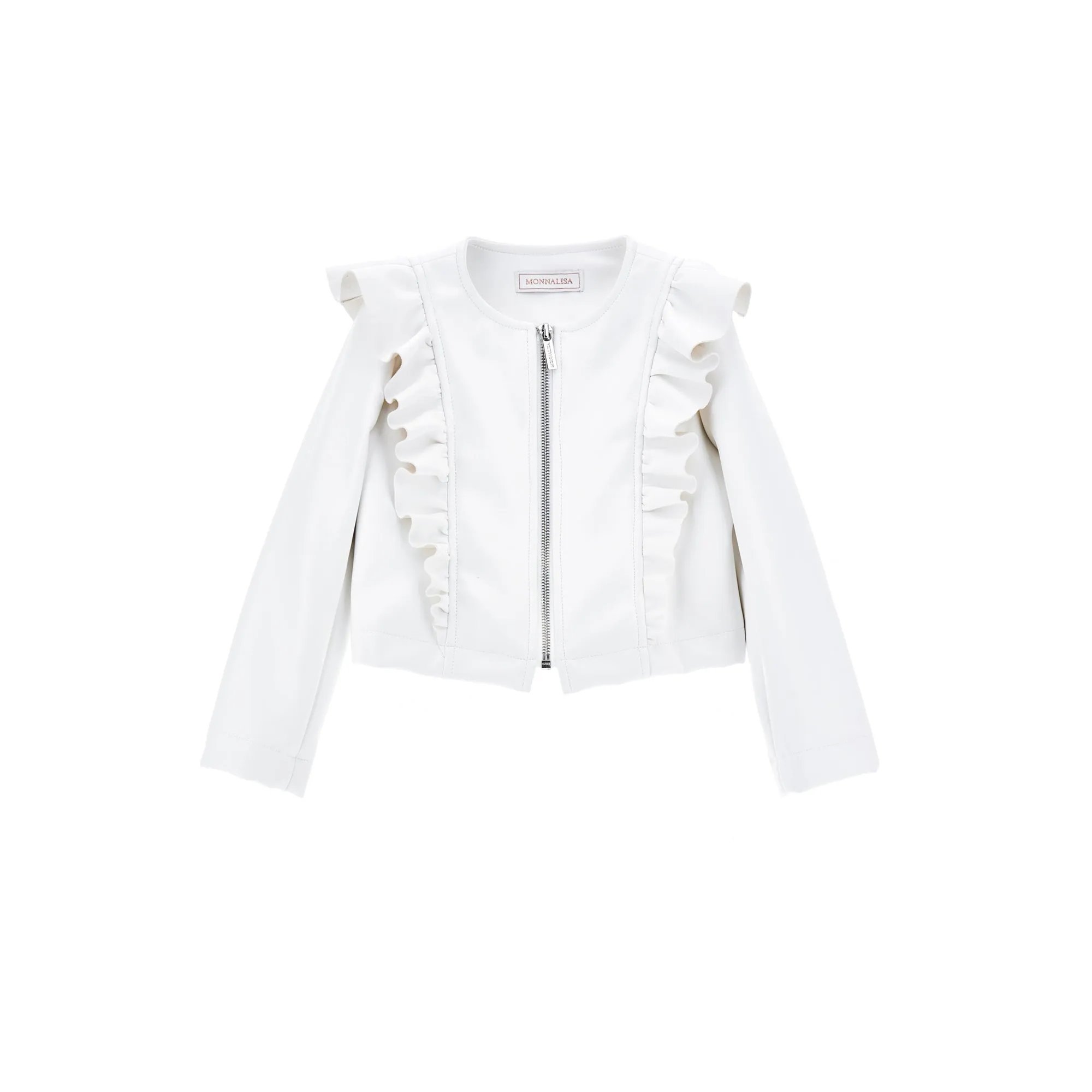 White Frilled Biker Jacket