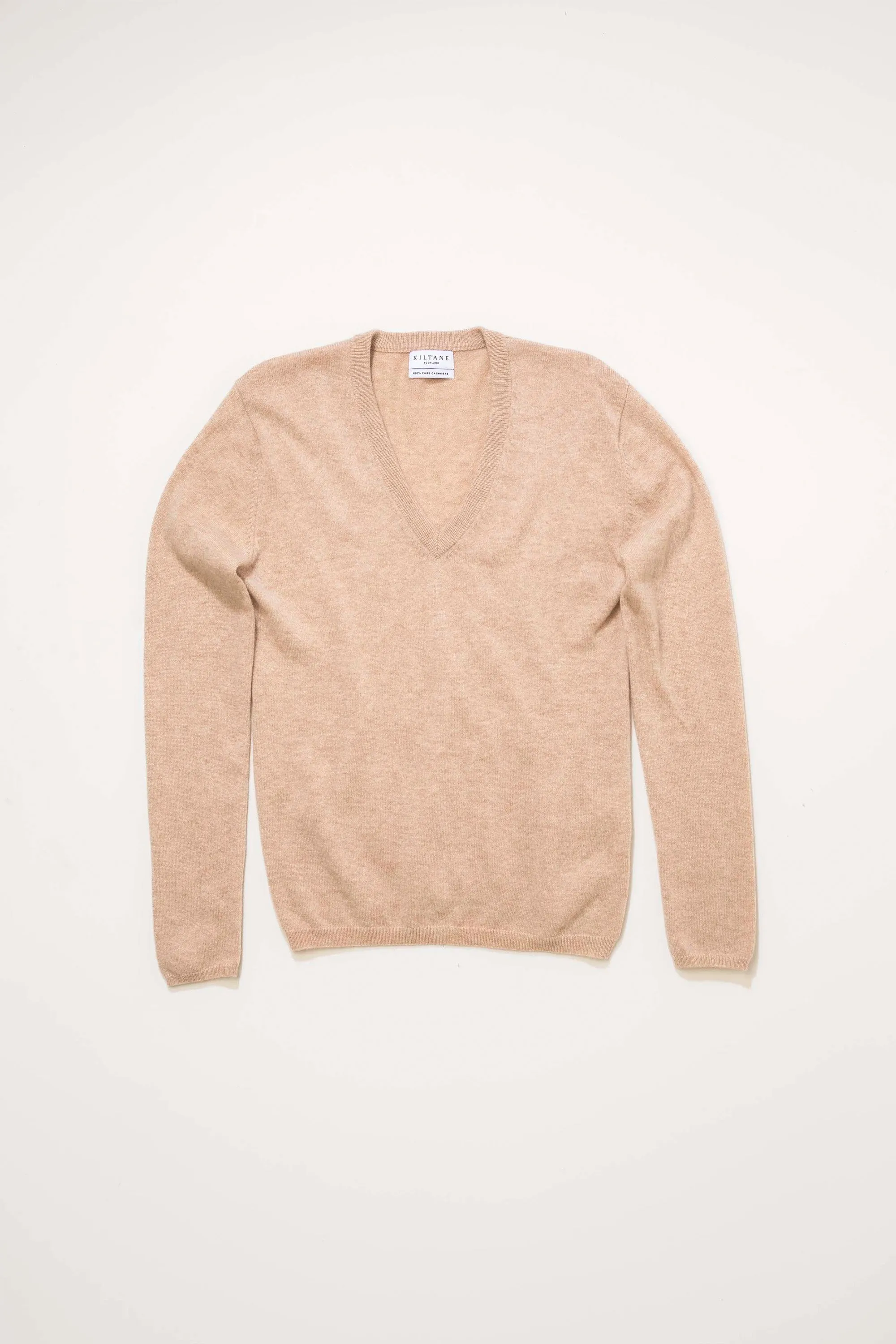 Women's Cashmere V Neck Jumper - Vicuna