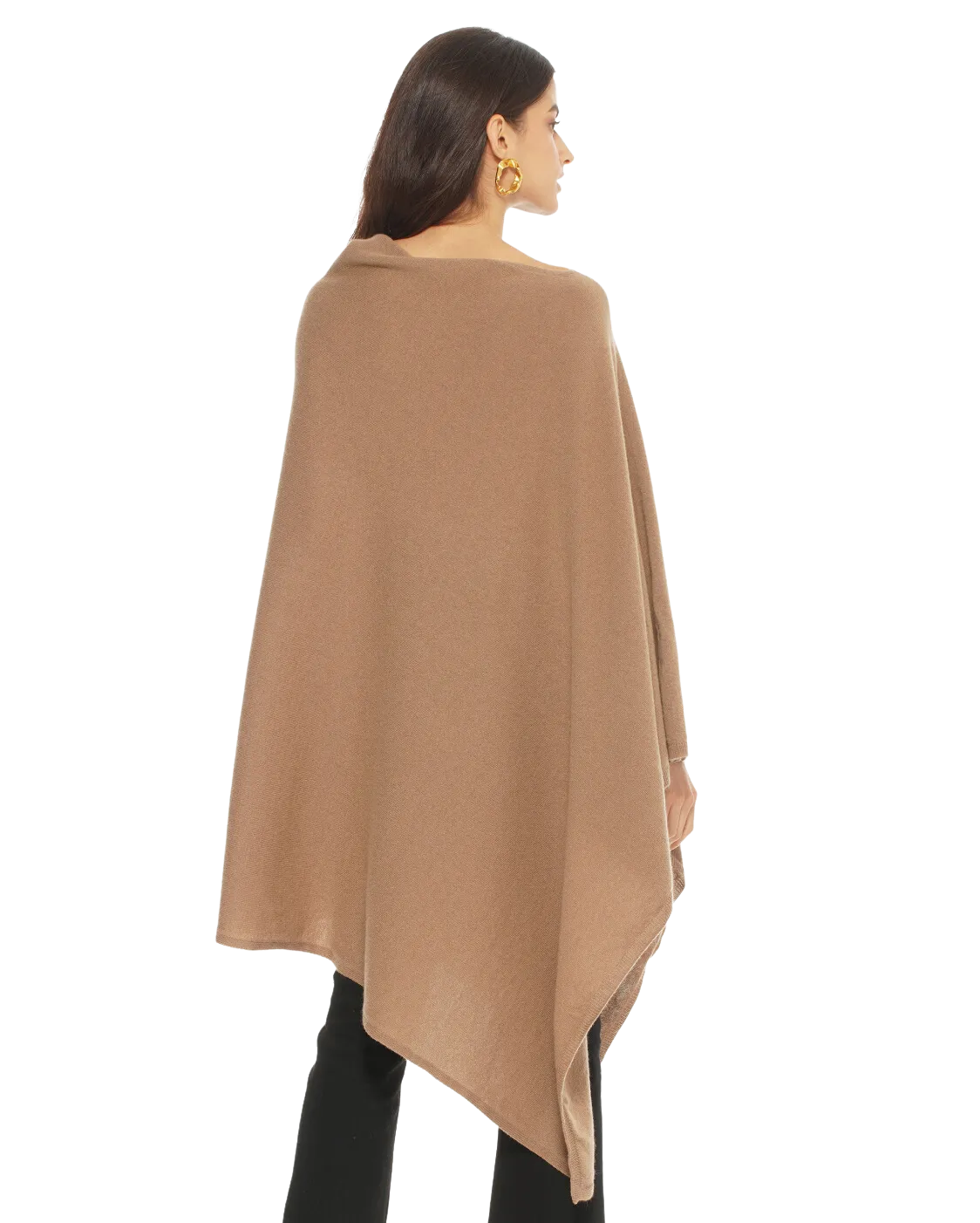 Women's Pure Cashmere Poncho Camel