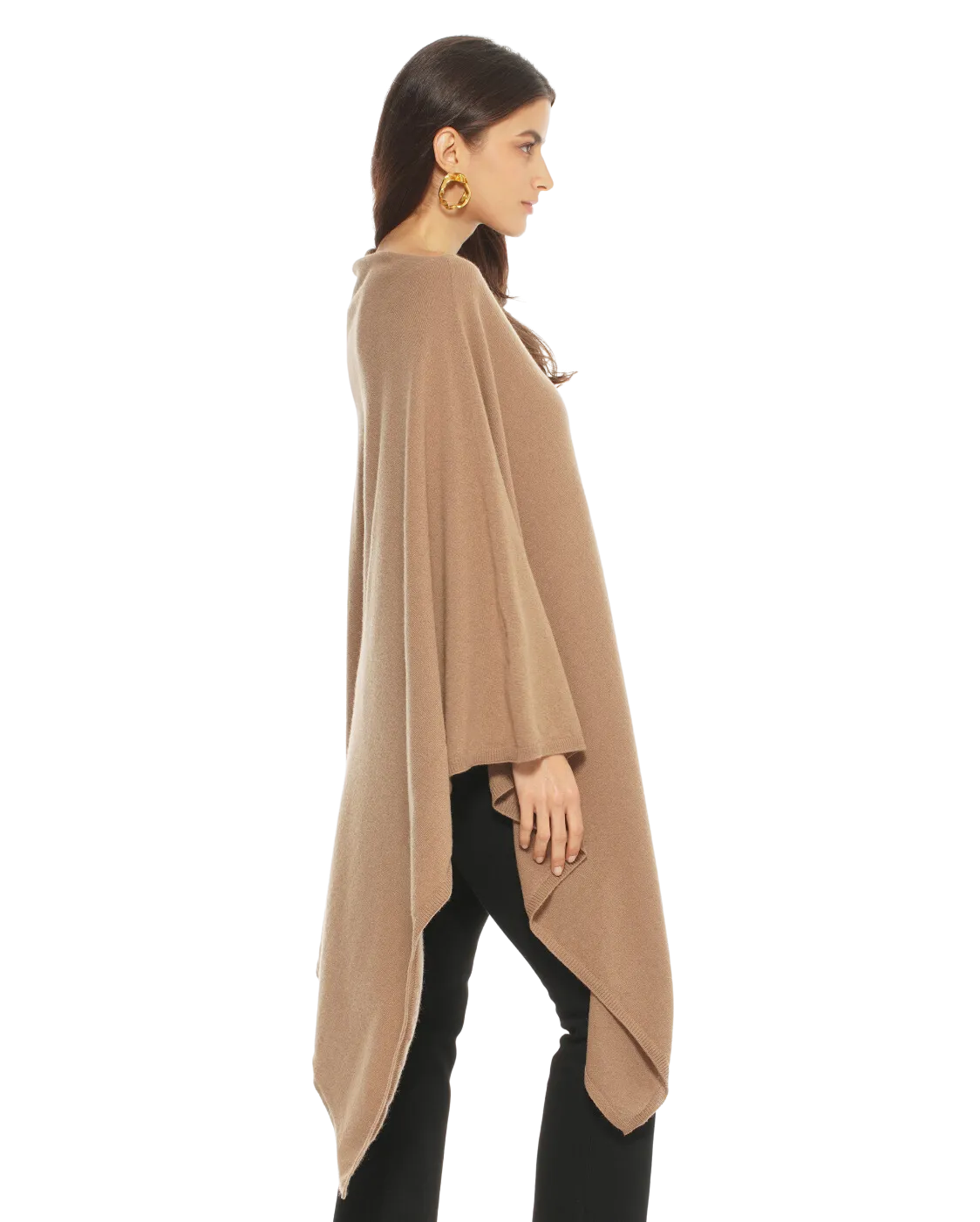 Women's Pure Cashmere Poncho Camel