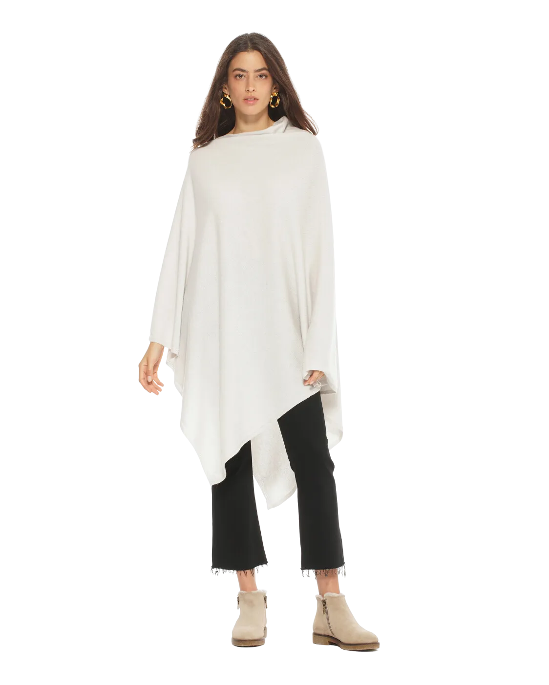 Women's Pure Cashmere Poncho Off White