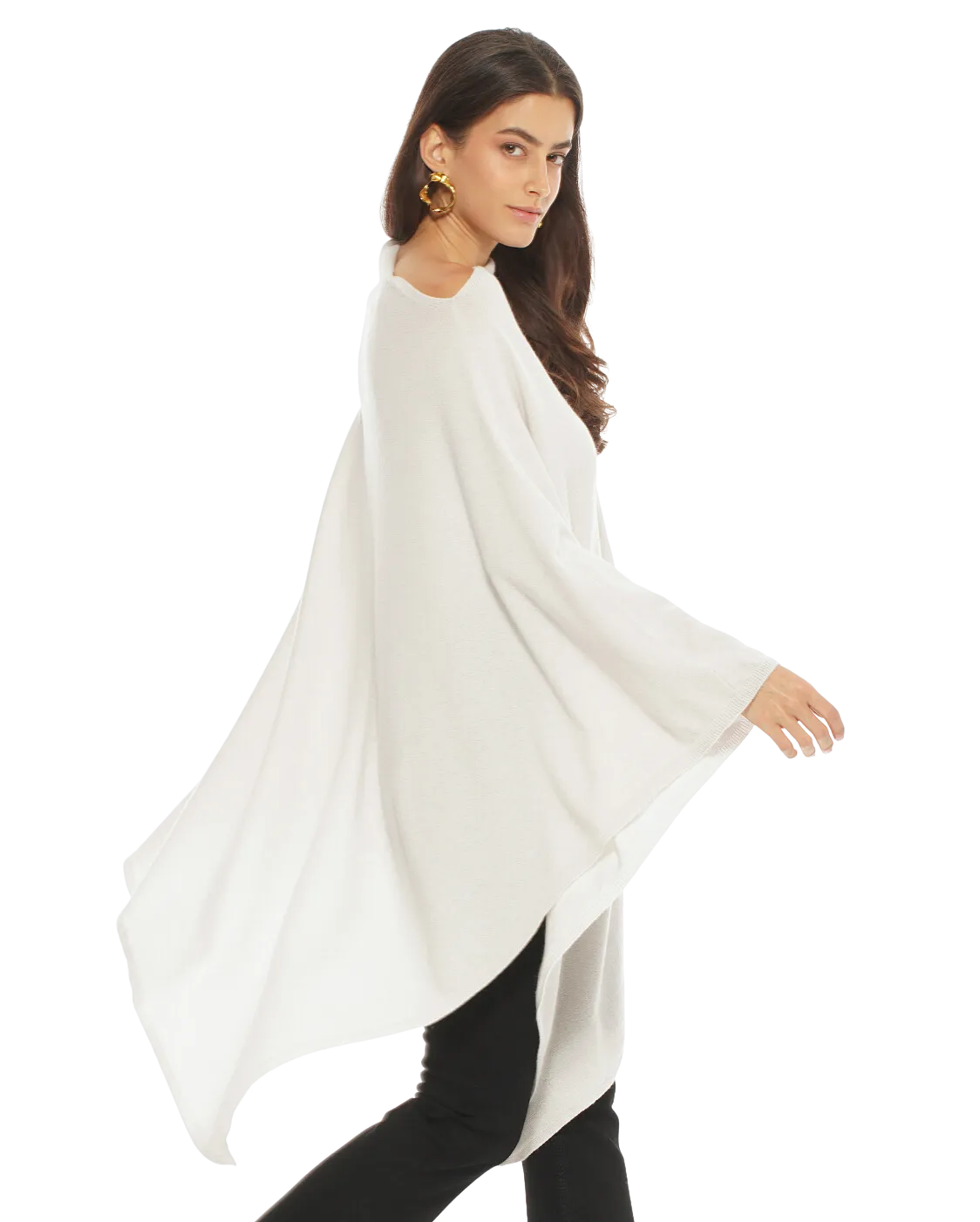 Women's Pure Cashmere Poncho Off White